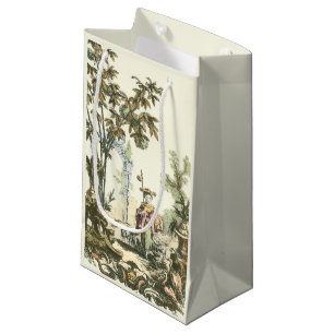 Asian Garden with Woman and Animals Small Gift Bag
