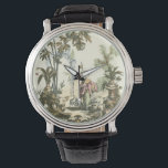 Asian Garden with Woman and Animals Watch<br><div class="desc">A lovely Asian style garden filled with various animals and monitored by a watchful woman. The scene conjures thoughts of the Garden of Eden,  complete with a snake slithering in the foreground. A perfect gift for the worldly,  well-travelled person in your life!</div>