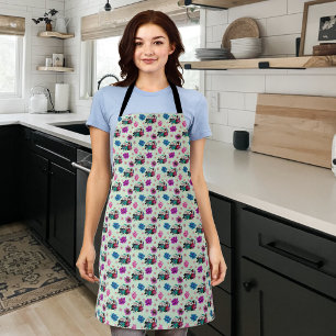 Asian Geisha Dragon Cherry Blossoms Blue Apron