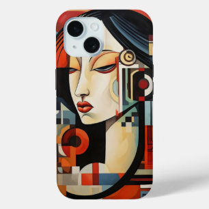 Asian Girl Abstract Art iPhone 15 Case
