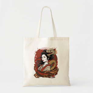 Asian Girl   Chinese Dragon Tote Bag
