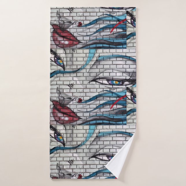 Asian Girl Graffiti  Bath Towel Set (Bath Towel)