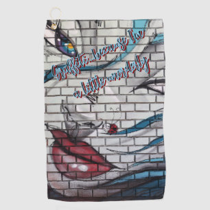 Asian Girl Graffiti  Golf Towel