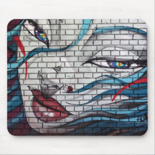 Asian Girl Graffiti  Mouse Pad