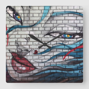 Asian Girl Graffiti  Square Wall Clock