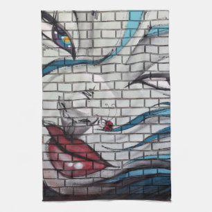 Asian Girl Graffiti  Tea Towel