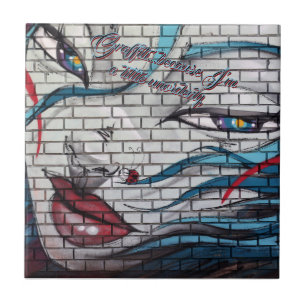 Asian Girl Graffiti Tile