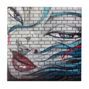 Asian Girl Graffiti Tile