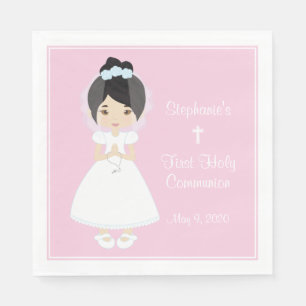 Asian Girl Personalized Holy Communion Napkin