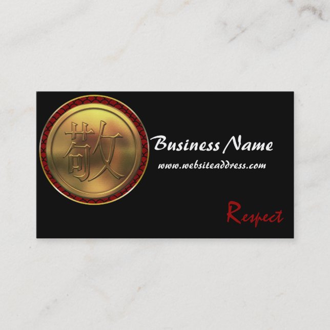 Asian Gold Coin "Respect" Business Cards (Front)