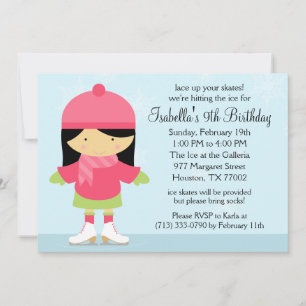 Asian Ice Skating Birthday Party Invitation