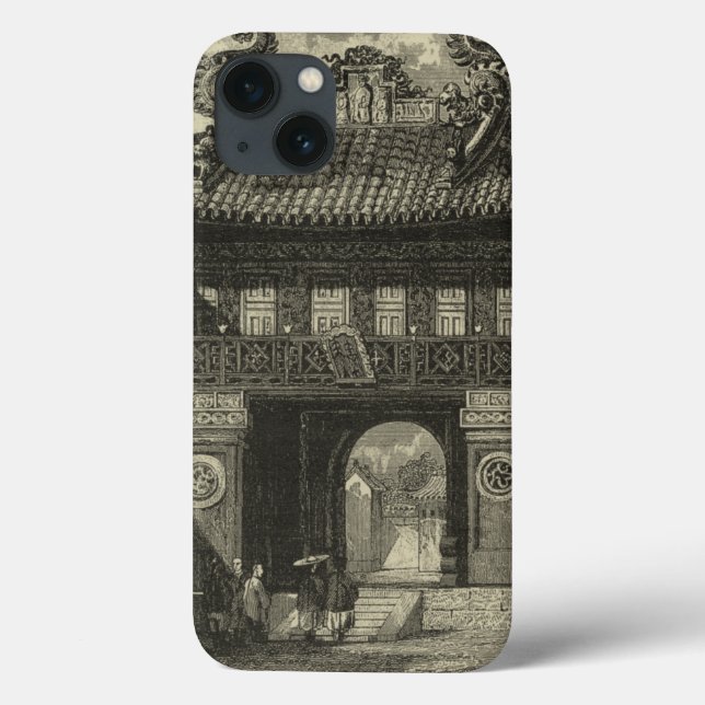Asian Imperial Temple in Black & White Case-Mate iPhone Case (Back)