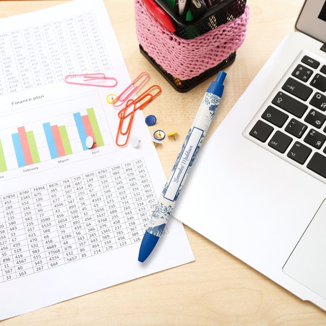 Asian Inspired Dark Blue White Chinoiserie  Blue Ink Pen (Creator Uploaded)