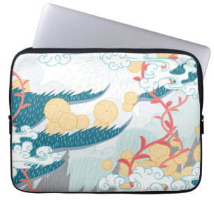 Asian Inspired Nature Pattern Laptop Sleeve