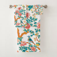 Asian-Inspired Patterns, Colourful Flowers Birds