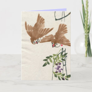 Asian Inspired Vintage Cards - Little Birds