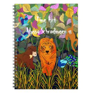 Asian Jungle Tiger Sun Bear Peacock Monkey Notebook