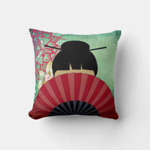 Asian Lady & Fan  Pillow