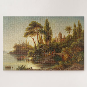 Asian Landscape in the Evening Light (Sunset Art) Jigsaw Puzzle
