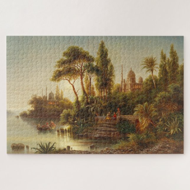 Asian Landscape in the Evening Light (Sunset Art) Jigsaw Puzzle (Horizontal)