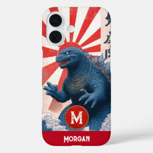 Asian Lizard Monster Monogram Name Retro Cool Bold iPhone 16 Case
