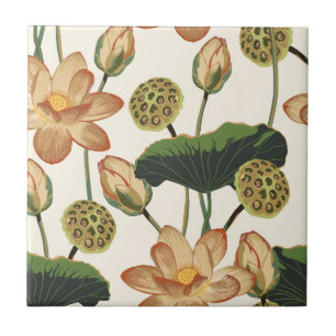 Asian lotus flower.  tile