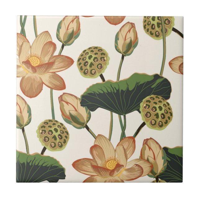 Asian lotus flower.  tile (Front)