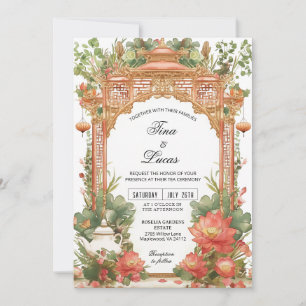 Asian Lotus Tea Ceremony Wedding Invitation