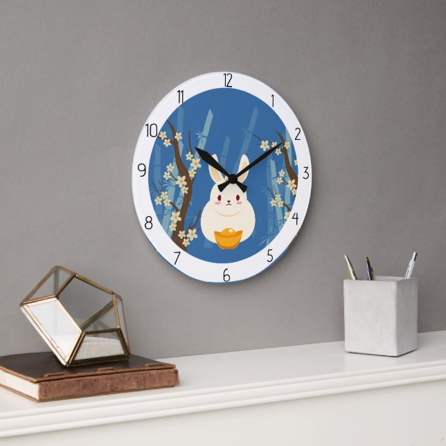 ASIAN LUCKY BUNNY LARGE CLOCK (Office)