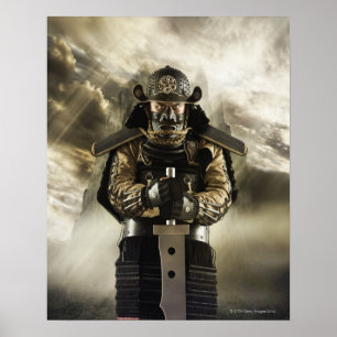 Asian man in samurai armour poster