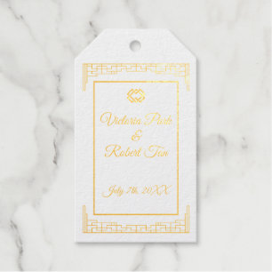 Asian Monogram Gold Foil Wedding Favour Tags