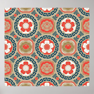 Asian Motive: Elegant Geometric Design Poster