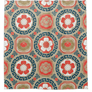 Asian Motive: Elegant Geometric Design Shower Curtain