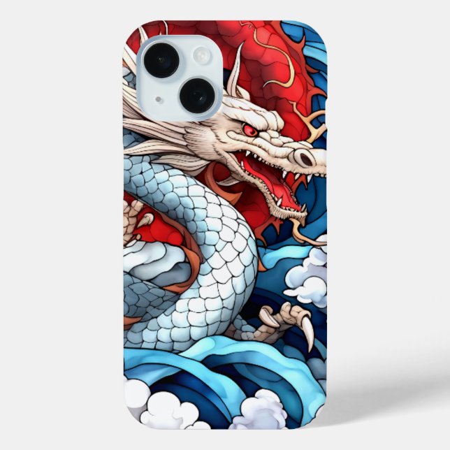 Asian Mythical Dragon in Red and Blue Case-Mate iPhone Case (Back)