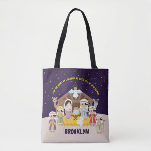 Asian Nativity Scene Tote Bags for Kids