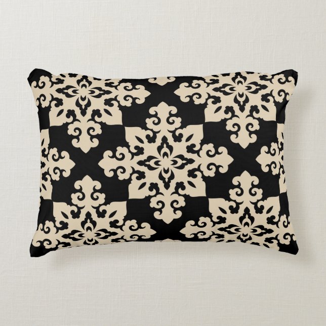 Asian Ornamental Motive Geometric Pattern Decorative Cushion (Front)