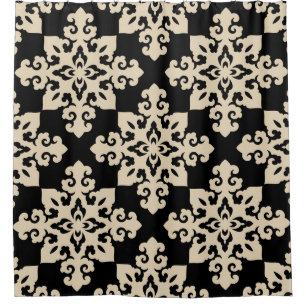 Asian Ornamental Motive Geometric Pattern Shower Curtain