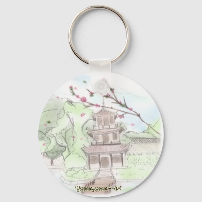 Asian Pagoda Key Ring (Front)