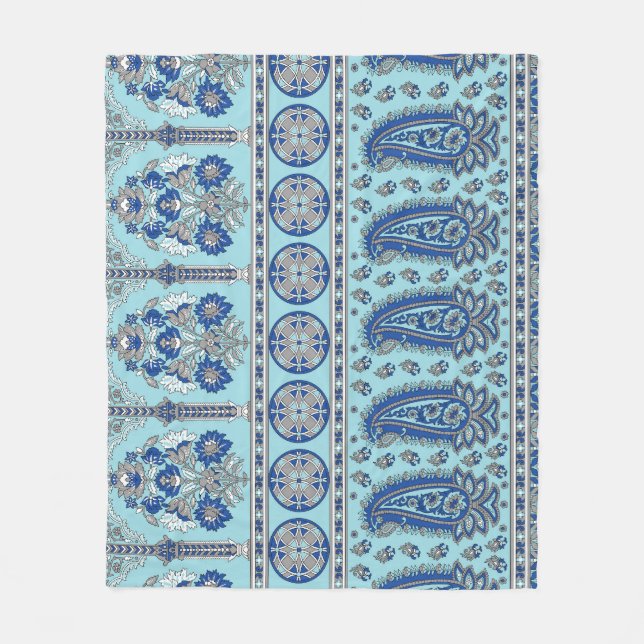 Asian Paisley Border: Traditional Design. Fleece Blanket (Front)
