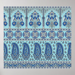 Asian Paisley Border: Traditional Design. Poster