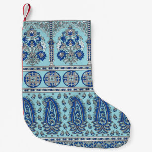 Asian Paisley Border: Traditional Design. Small Christmas Stocking