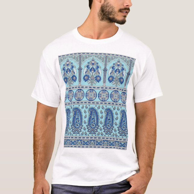 Asian Paisley Border: Traditional Design. T-Shirt (Front)