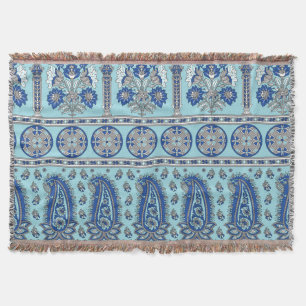 Asian Paisley Border: Traditional Design. Throw Blanket