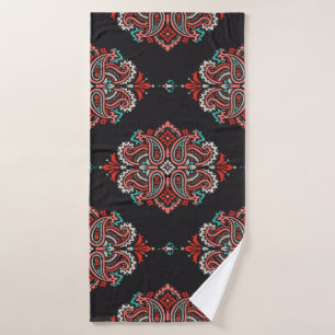 Asian paisley elements, boho vintage pattern. bath towel