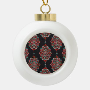 Asian paisley elements, boho vintage pattern. ceramic ball christmas ornament