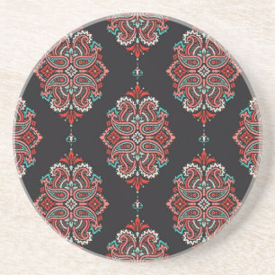Asian paisley elements, boho vintage pattern. coaster