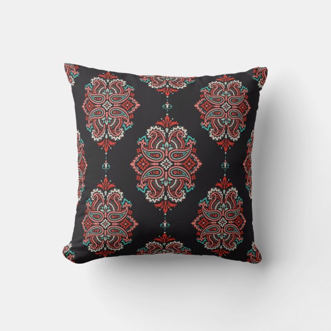 Asian paisley elements, boho vintage pattern. cushion (Front)
