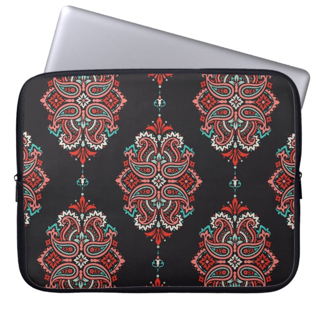 Asian paisley elements, boho vintage pattern. laptop sleeve (Front)