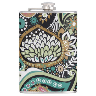 Asian paisley: modern seamless design. hip flask