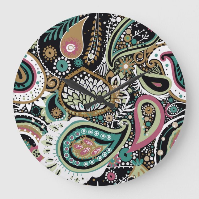 Asian paisley: modern seamless design. large clock (Front)